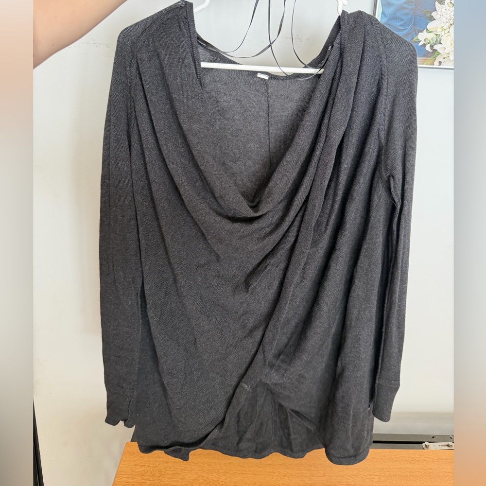lululemon athletica Charcoal Draped Cowl Long Sleeve Top